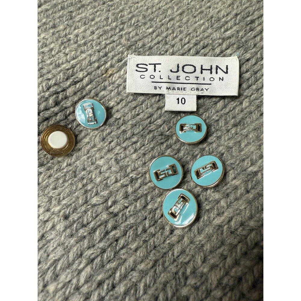 St. JOHN Collection by Mary Gray Metal Round Buttons Set‎ of 4 Turquoise Gold